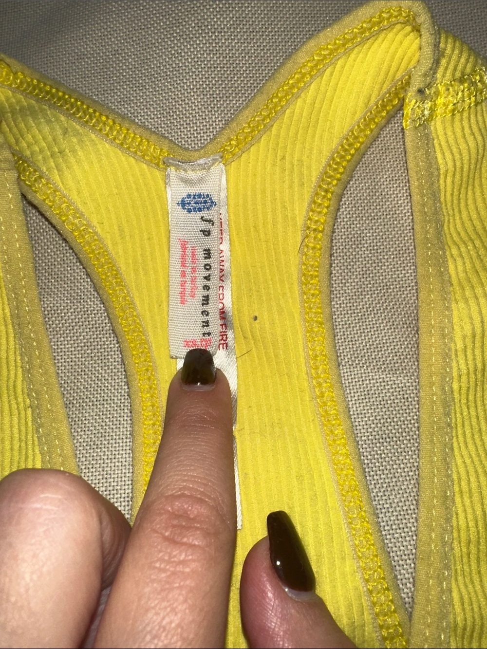 Free People Yellow Ribbed Racerback Sports Bra - Picture 4 of 4